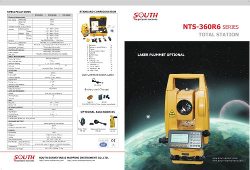 Total Station/Laser Plummet Optional SOUTH NTS-360R6 SERIES Various surveying programs/Dual Axis Compensation