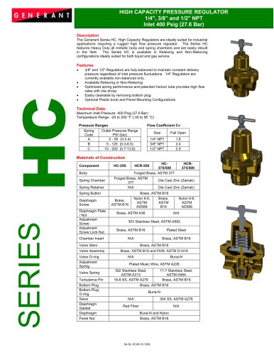 High Capacity Pressure Regulators (Series HC)