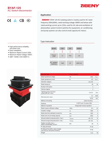 AC Disconnect Switch BYAF-125