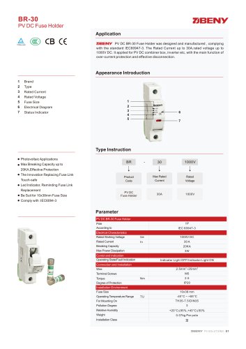 ZJBENY DC FUSE HOLDER / BR-30 / 1000V 30A