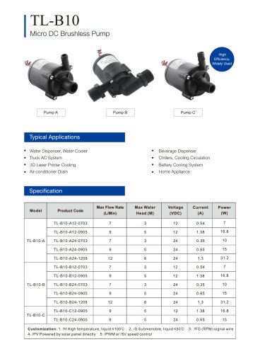 Brushless DC Centrifugal Pump TL-B10