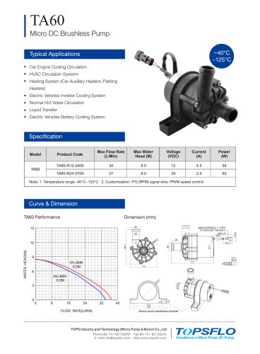 TA60 Electric Car Water circulation pump car preheater pump