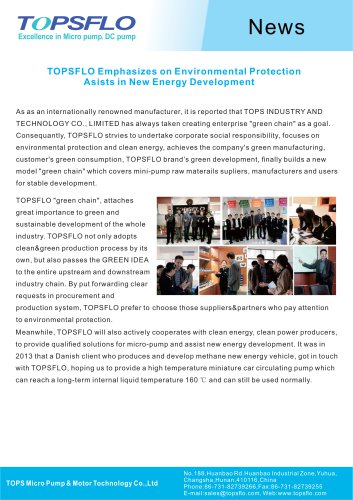 TOPSFLO Emphasizes on Environmental Protection Asists in New Energy Development