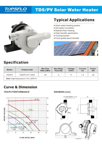 TOPSFLO TD5-PV Solar Water Heater Pump