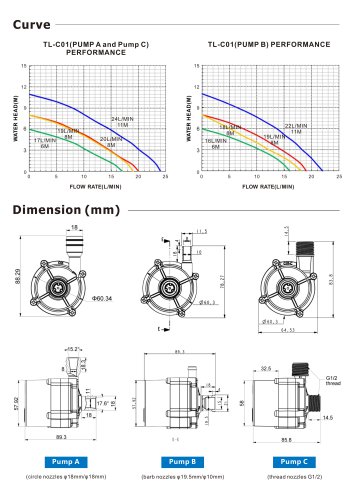 TOPSFLO TL-C01 12v 24v centrifugal electric brushless dc mini water pump