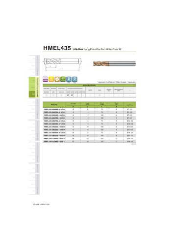 HMEL435 Carbide flat mill 4F long length for steel and stainless steel helix35