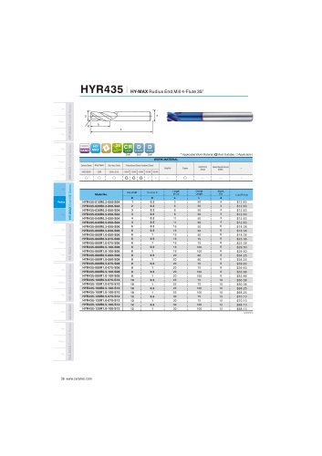 HYR435 carbide radius mill 4F for hardened steel 48-65HRC helix35