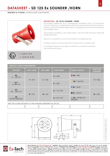 SD 125 Ex SOUNDER /HORN