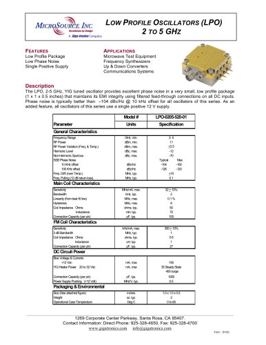 YIG-tuned Oscillator LPO-0205-520-01