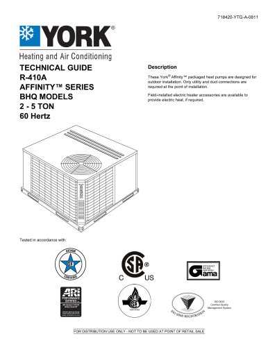 BHQ024 - 060 Affinity? R-410A Single Package Heat Pumps (Wichita Built)
