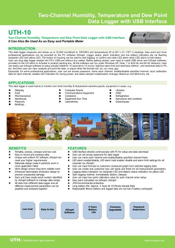 UTH - 10 / Two - Channel Humidity, Temperature and Dew Point  Data Logger with USB Interface