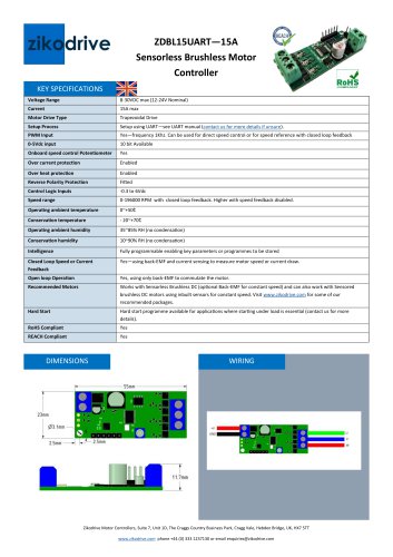 ZDBL15UART—15A Sensorless Brushless Motor Controller