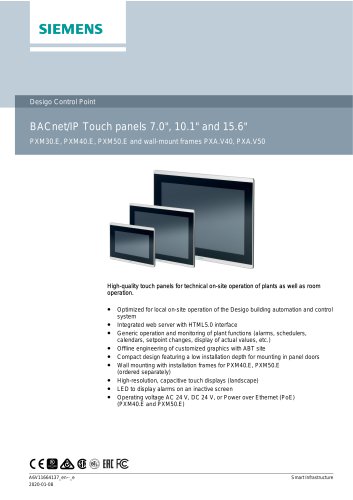 PXM30.E, PXM40.E, PXM50.E and wall-mount frames PXA.V40, PXA.V50