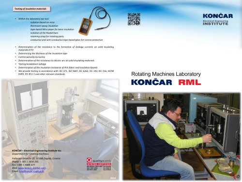 KONCAR-Institute-Rotating Machines Laboratory