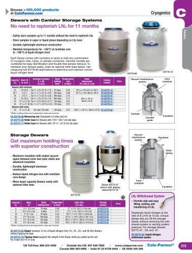 Worthington 4LDB Liquid Nitrogen Storage Dewar; 4 L, 10 Day Static Hold