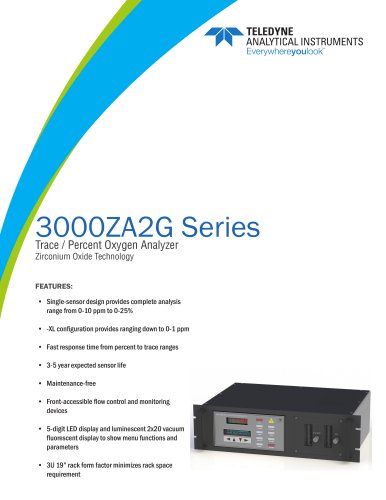 3000ZA2G Series Zirconium Oxide Trace / Percent Oxygen Analyzer