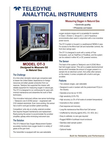 Model OT-3 Natural Gas Oxygen measurement