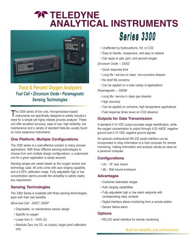 Series 3300 Trace and Percent Oxygen Analyzers