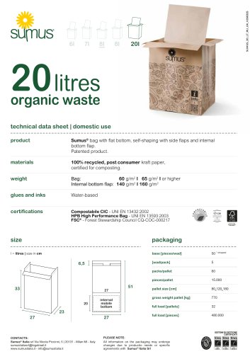 20 litres organic waste