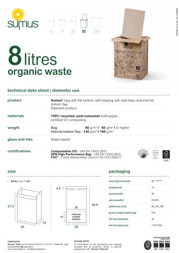 8 litres organic waste