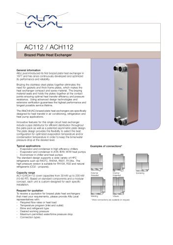 Brazed Plate Heat Exchanger AC112 / ACH112