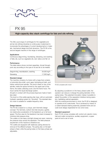 PX 95 Disc stack centrifuge