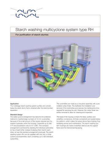 Starch washing multicyclone system type RH - For purification of starch slurries