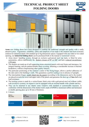 FOLDING DOORS - TECHNICAL PRODUCT SHEET