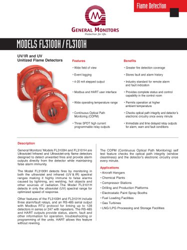 FL3100H UV/IR and FL3101H UV Flame Detectors