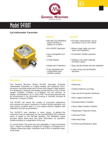 S4100T H2S Gas Detector