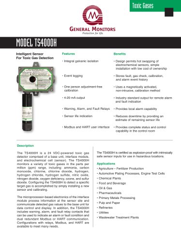 TS4000H H2S Electrochemical Gas Detector