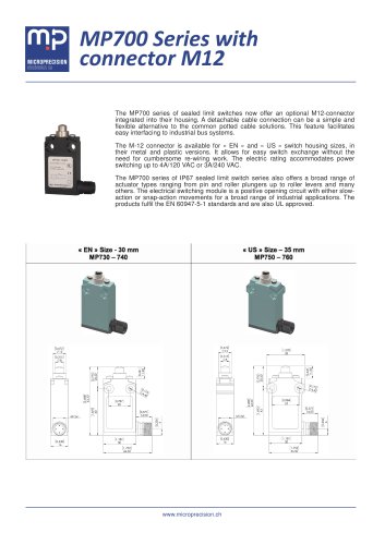MP700 Sealed Position Switch M12 Connector