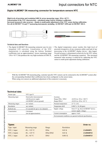 ALMEMO&reg; Connectors for NTC 