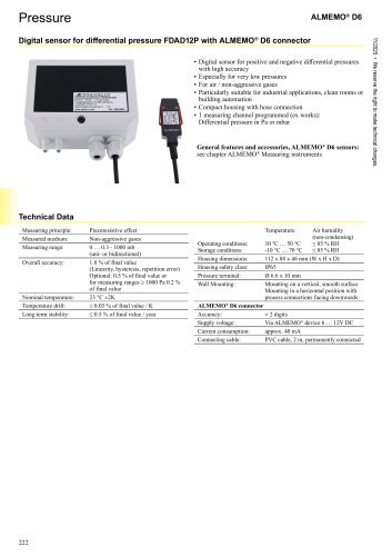Digital sensor for differential pressure FDAD12P 