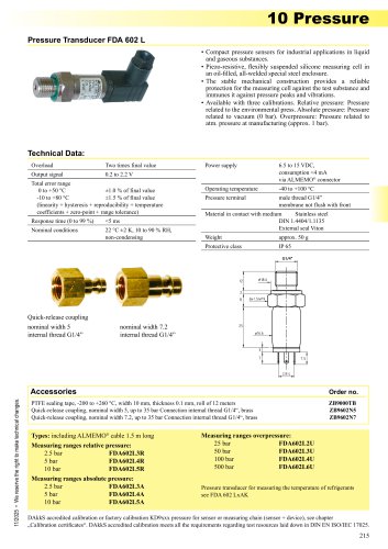 Pressure sensors FDA602L 