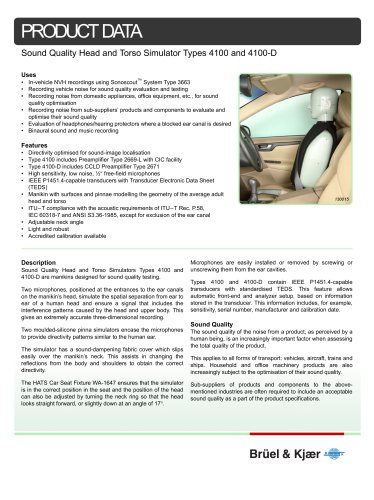 Sound Quality Head and Torso Simulator Types 4100 and 4100-D