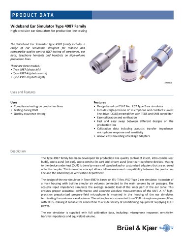 Wideband Ear Simulator Type 4987 Family