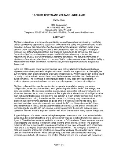 18-Pulse Drives and Voltage Unbalance 