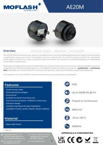 Datasheet - Buzzer AE20M