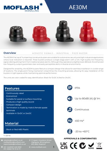 Datasheet - Buzzer AE30M