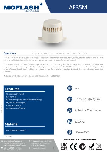 Datasheet - Buzzer AE35M