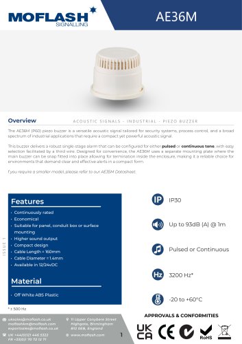 Datasheet - Buzzer AE36M