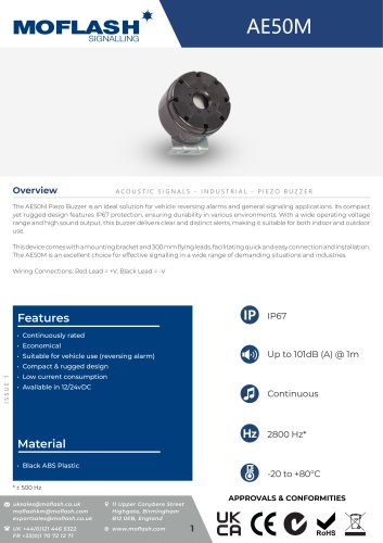 Datasheet - Buzzer AE50M