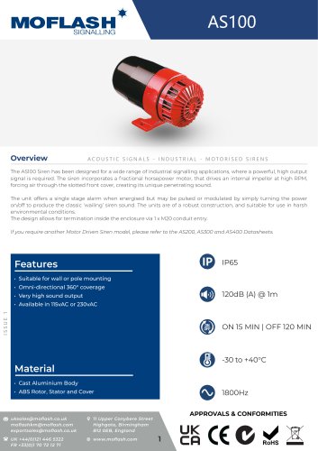 Datasheet - Motorised siren AS100
