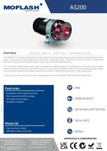 Datasheet - Motorised siren AS200