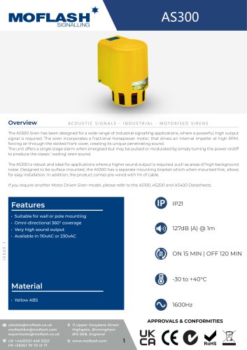 Datasheet - Motorised siren AS300