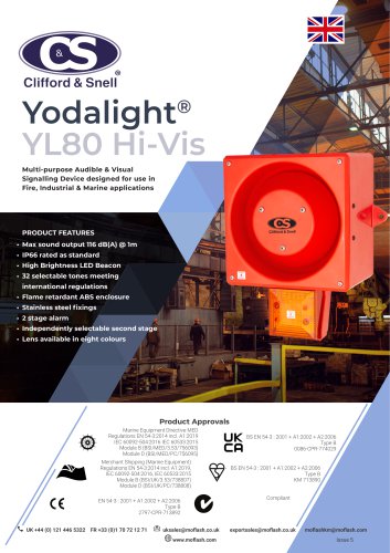 Datasheet - Sounder/Beacon C&S YL80 Hi Vis