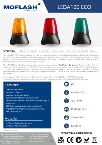 Datasheet - Sounder/Beacon LEDA100