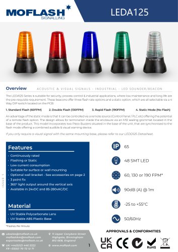 Datasheet - Sounder/Beacon LEDA125