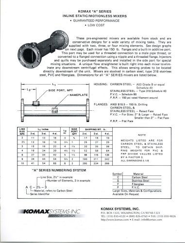 A Series Static Mixer Brochure